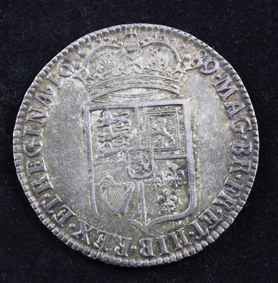 A William and Mary half crown, 1689,